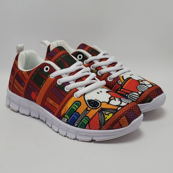 Big Kids Snoopy Multicolor Graphics Print Lace Up Sneakers Size 5 - Picture 11 of 12